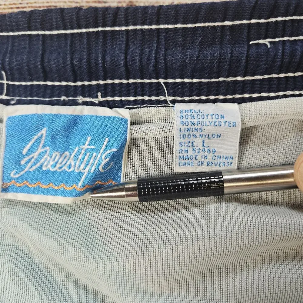 Freestyle Vintage Swim Shorts Stripe Multicolor Colorblock Men's Size Large